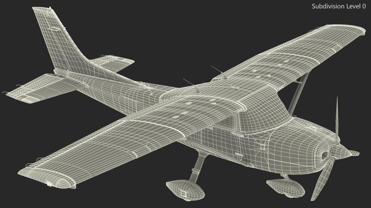 3D Four Seat Light Utility Aircraft Rigged for Maya model