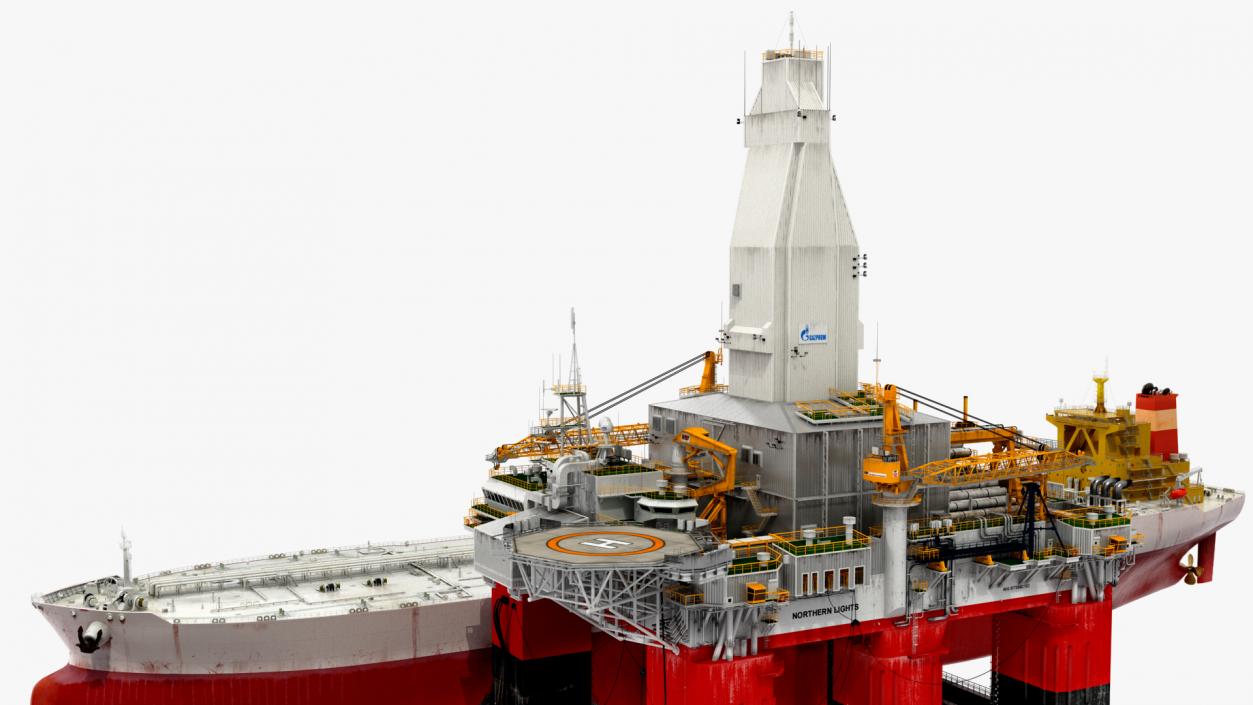 Oil Carrier Ship with Offshore Rig 3D model