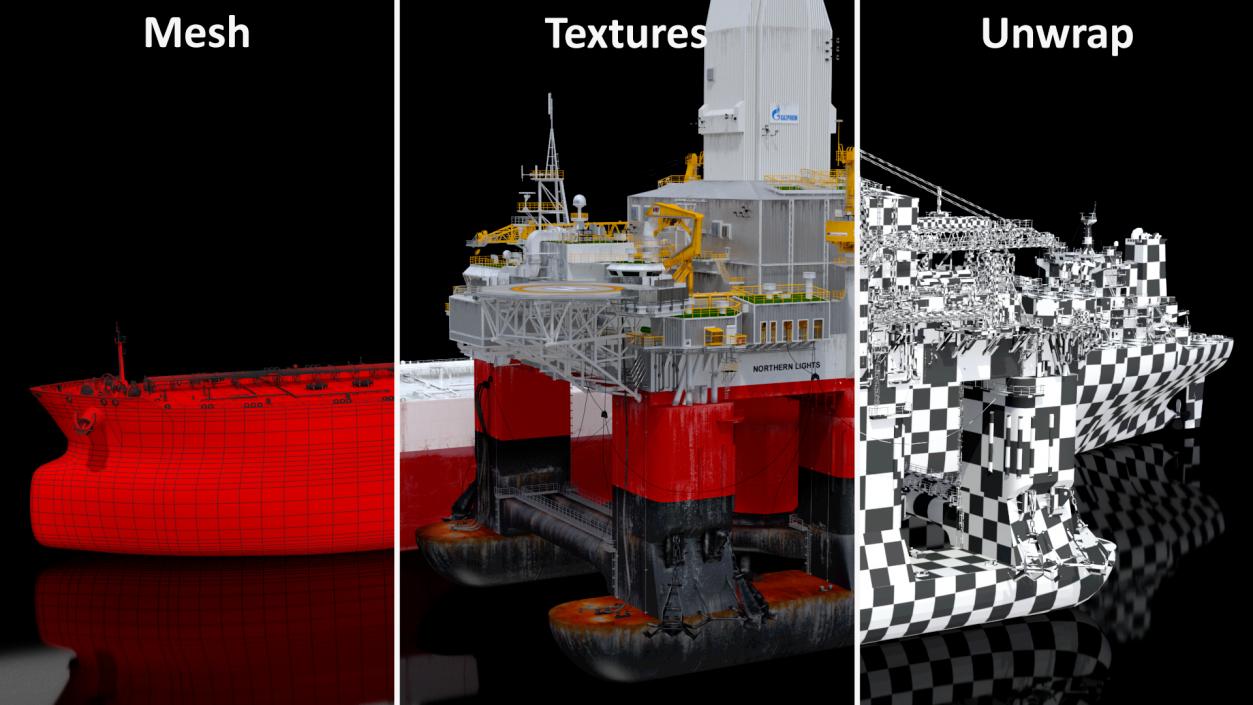 Oil Carrier Ship with Offshore Rig 3D model