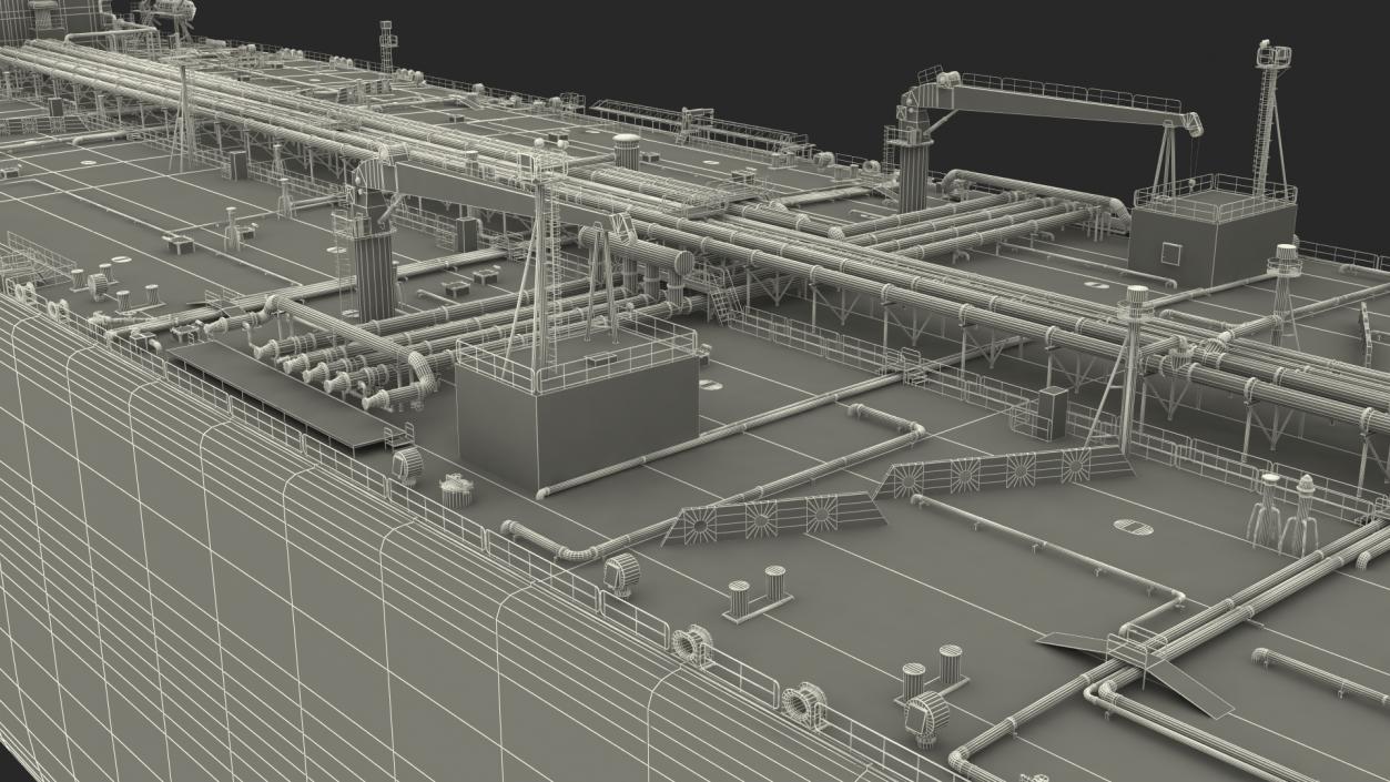 Oil Carrier Ship with Offshore Rig 3D model