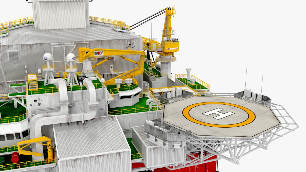 Oil Carrier Ship with Offshore Rig 3D model