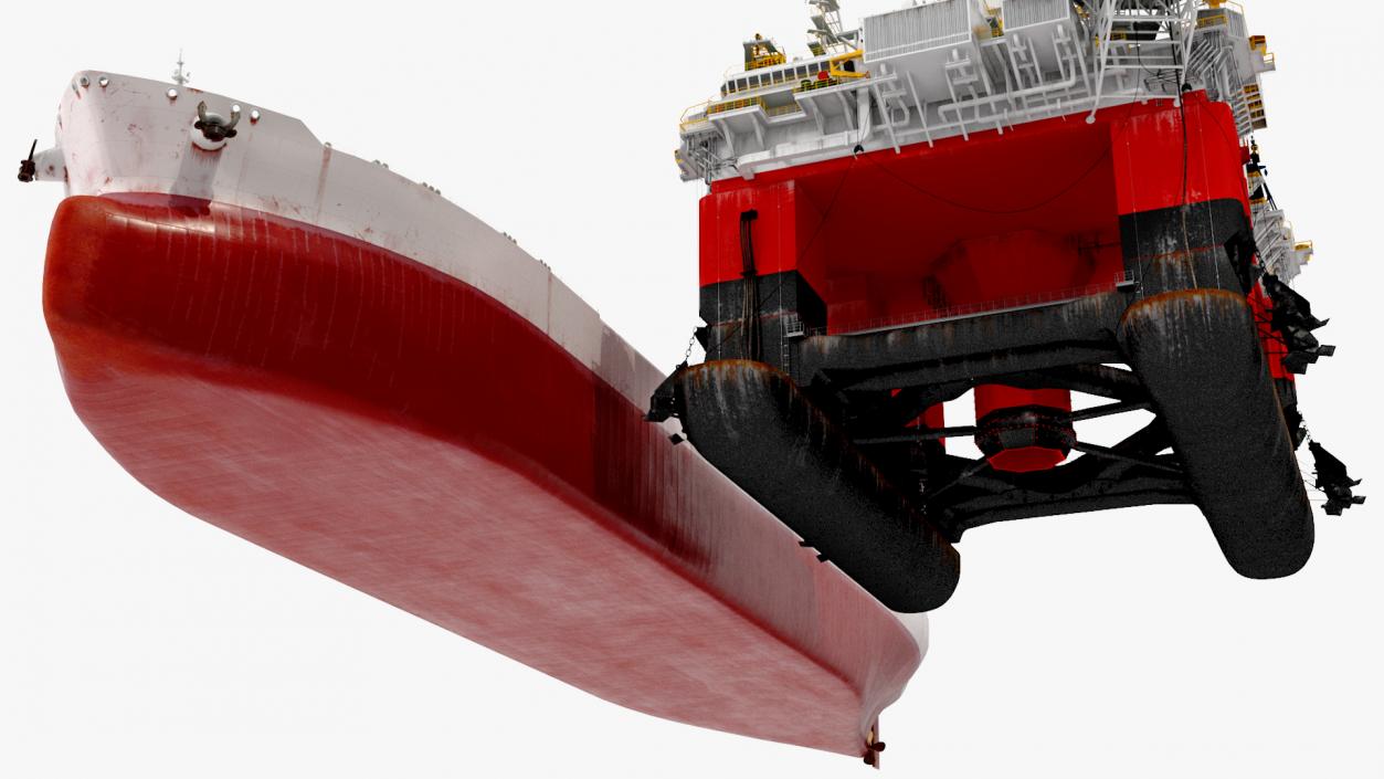 Oil Carrier Ship with Offshore Rig 3D model