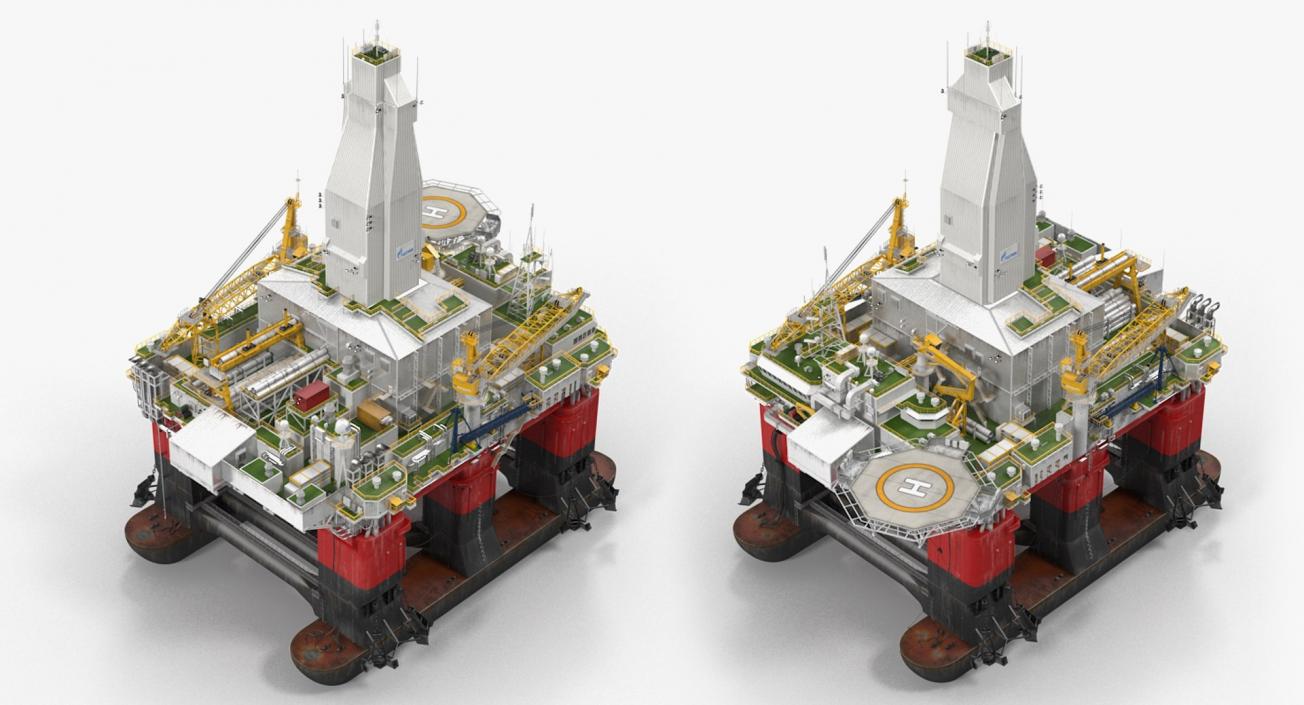 Oil Carrier Ship with Offshore Rig 3D model