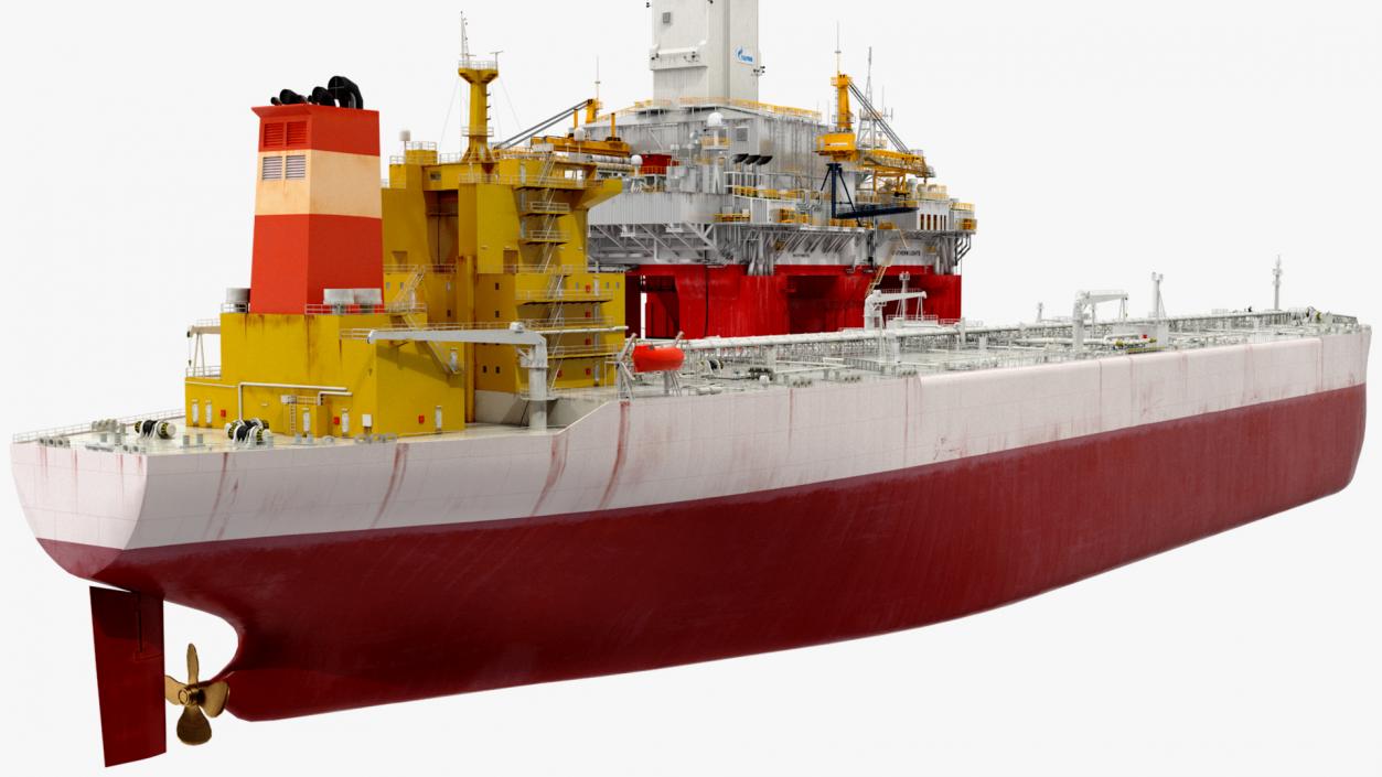 Oil Carrier Ship with Offshore Rig 3D model