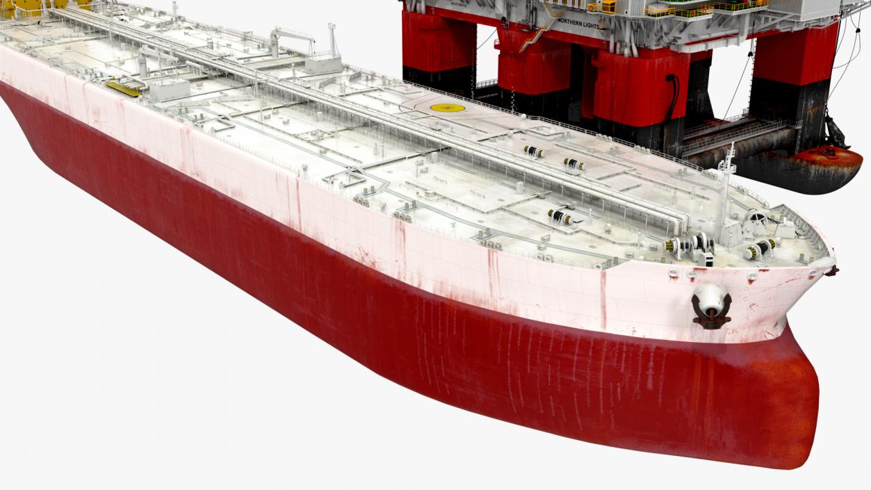 Oil Carrier Ship with Offshore Rig 3D model