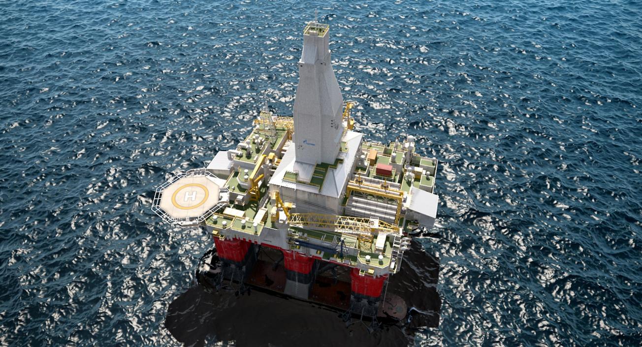 Oil Carrier Ship with Offshore Rig 3D model