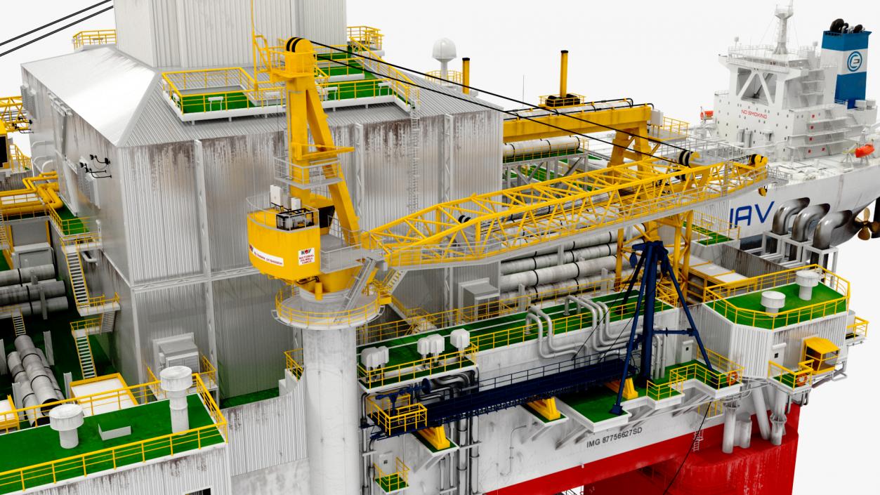 Oil Carrier Ship with Offshore Rig 3D model