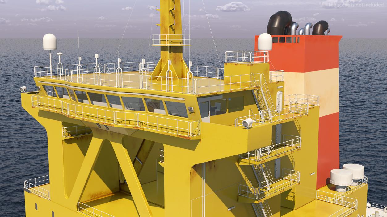 Oil Carrier Ship with Offshore Rig 3D model