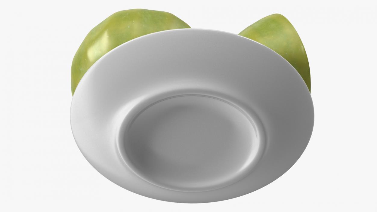 Green Fig Whole Quarter and Half on Saucer 3D