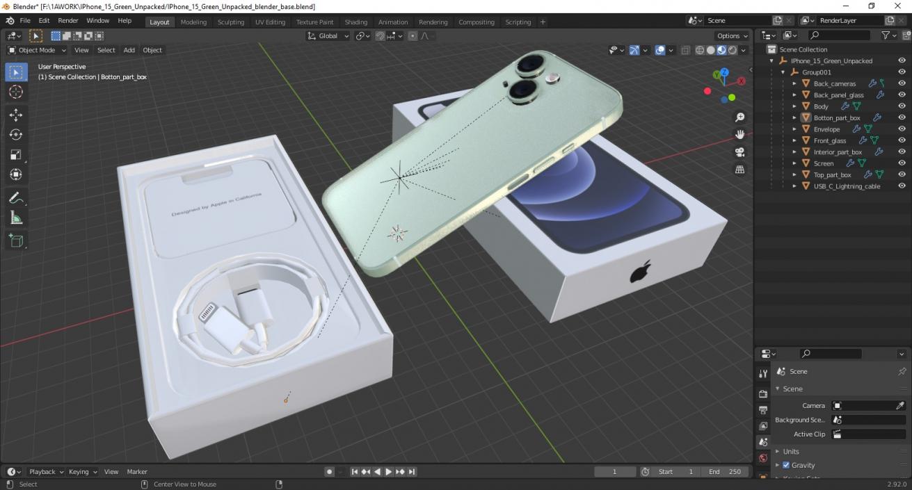 IPhone 15 Green Unpacked 3D model