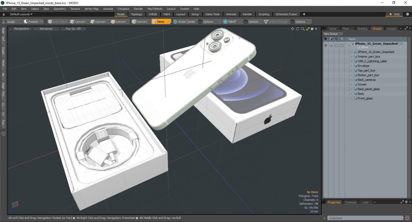 IPhone 15 Green Unpacked 3D model