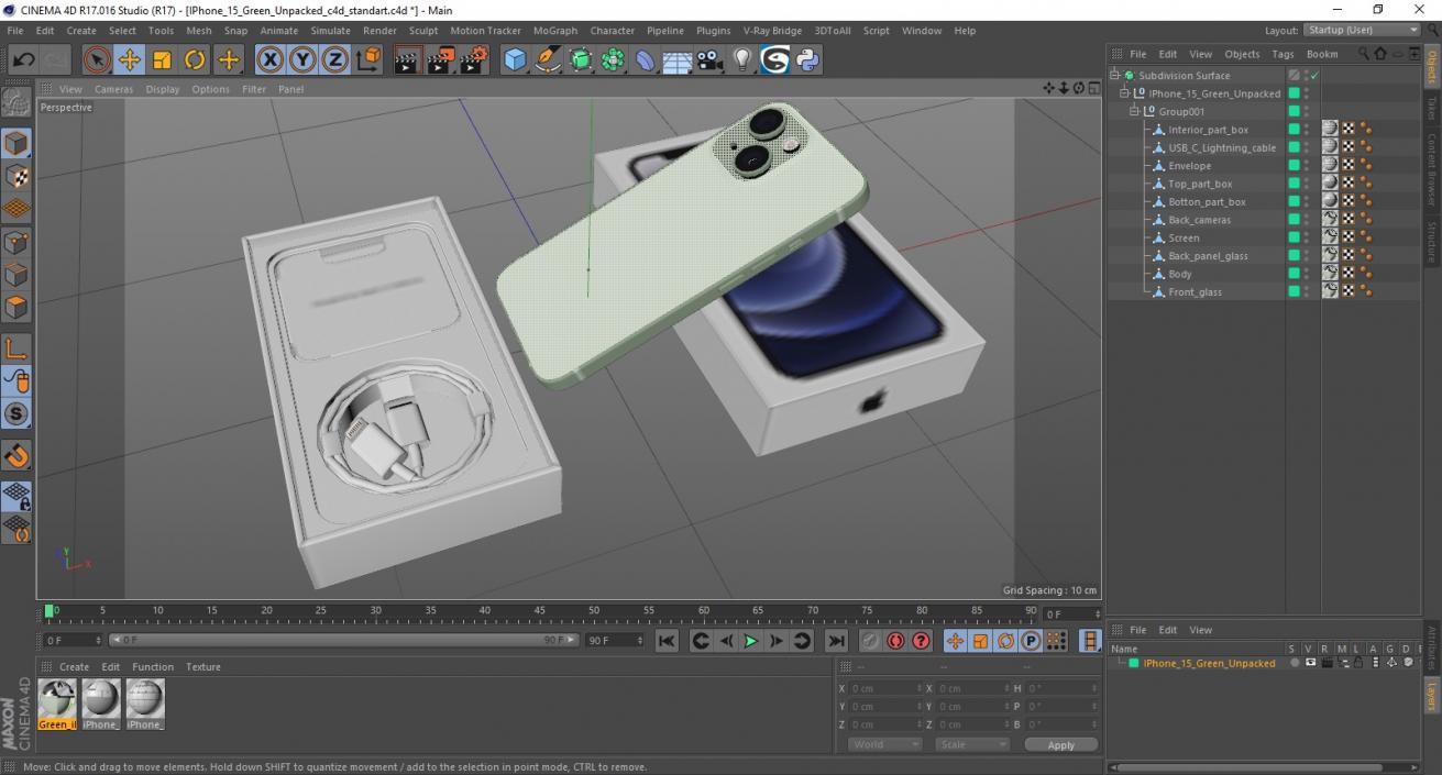 IPhone 15 Green Unpacked 3D model