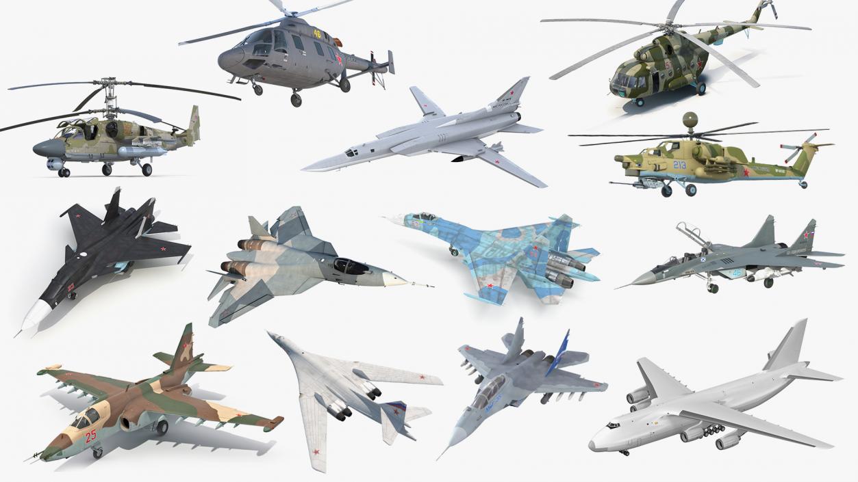 3D Rigged Russian Military Aircrafts Collection 6