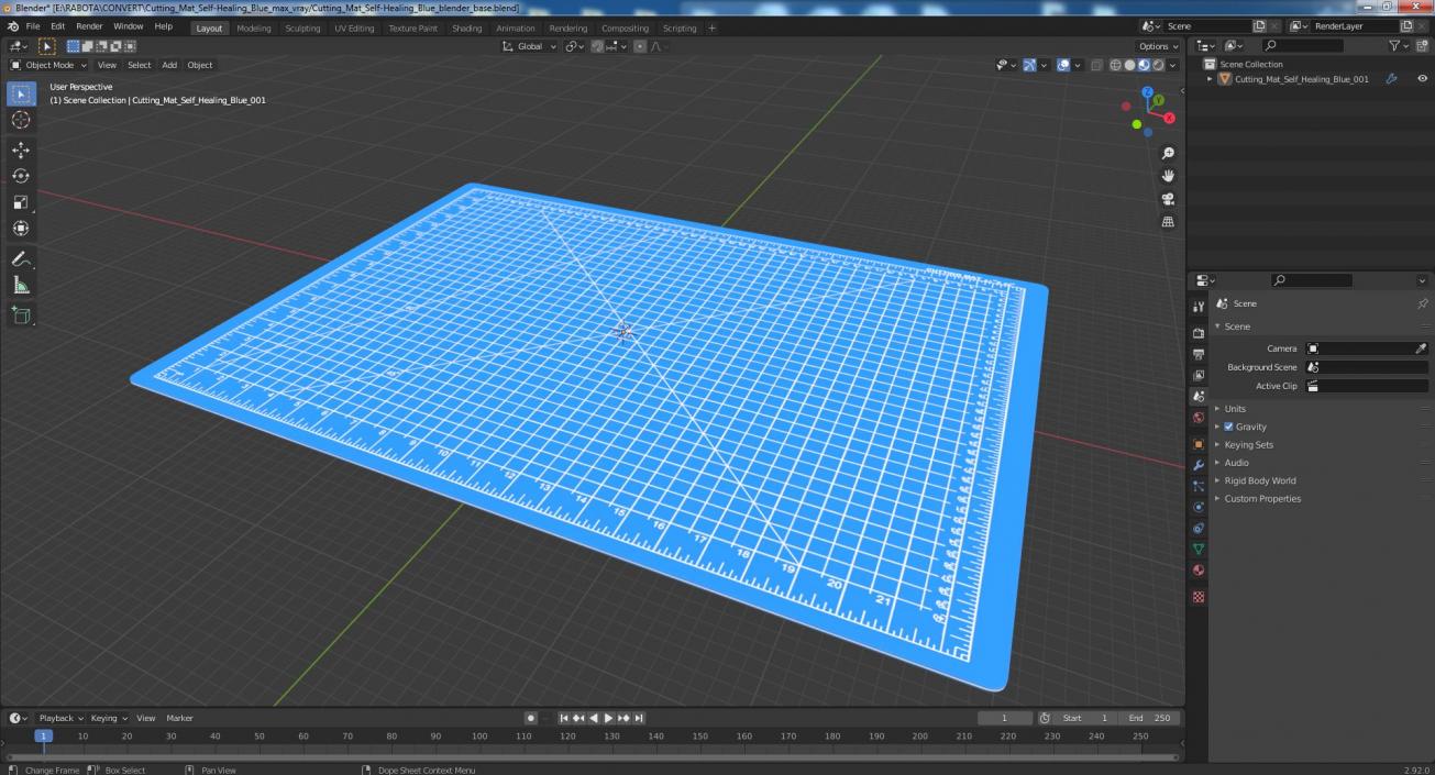 Cutting Mat Self-Healing Blue 3D model