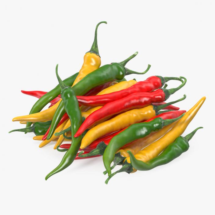 Bunch of Chili Peppers 3D