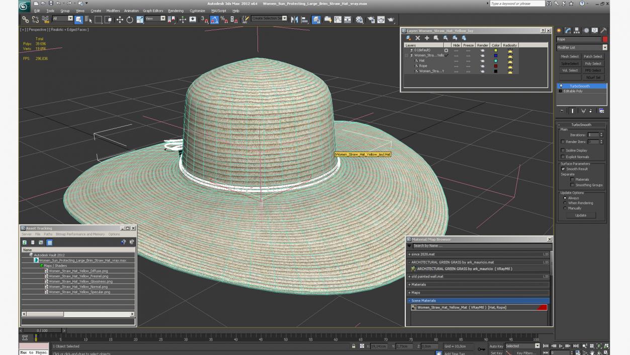 3D Women Sun Protecting Large Brim Straw Hat