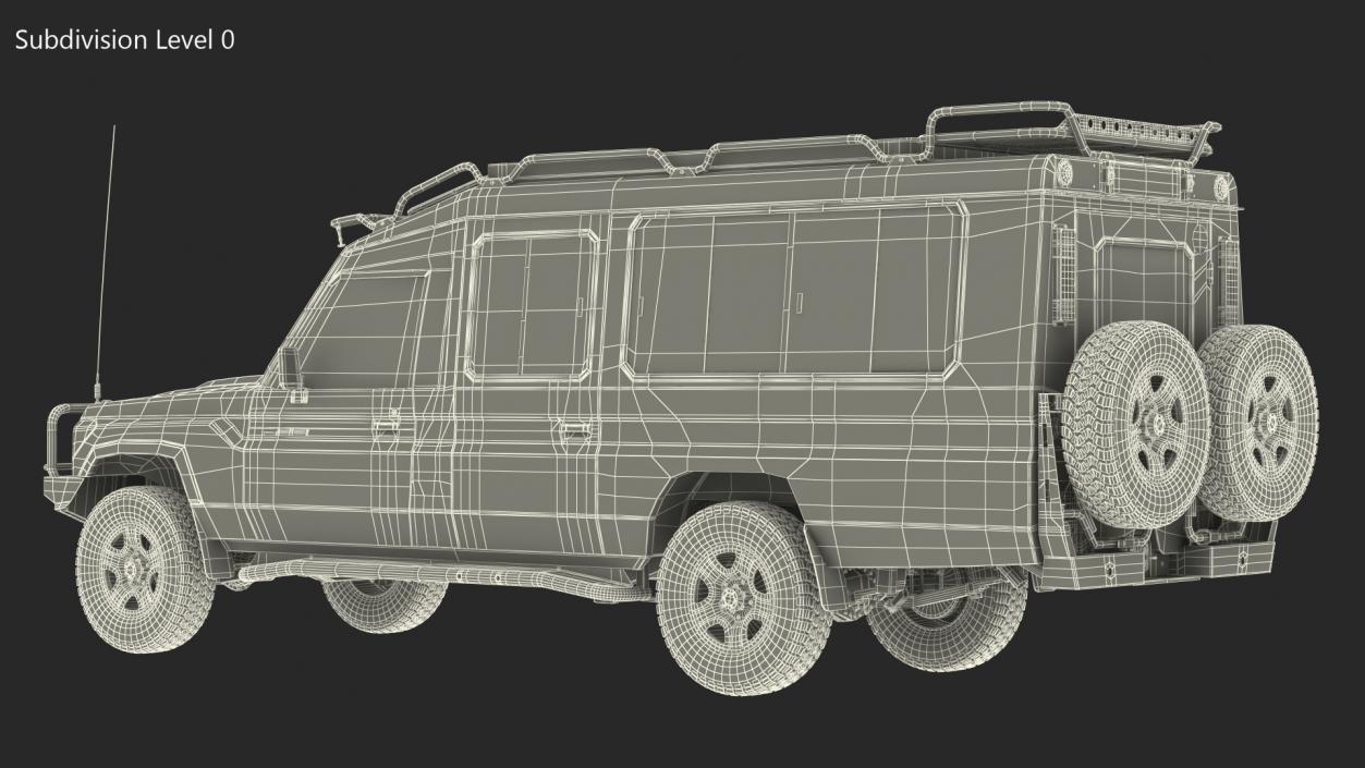 3D model Toyota Land Cruiser Safari Beige Dirty Rigged