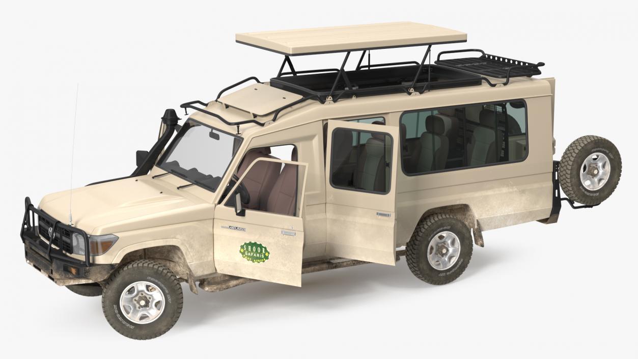 3D model Toyota Land Cruiser Safari Beige Dirty Rigged