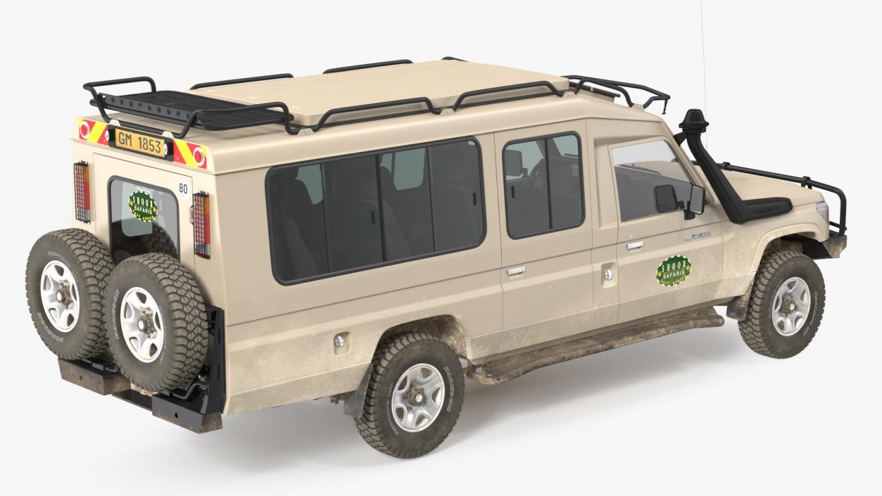 3D model Toyota Land Cruiser Safari Beige Dirty Rigged