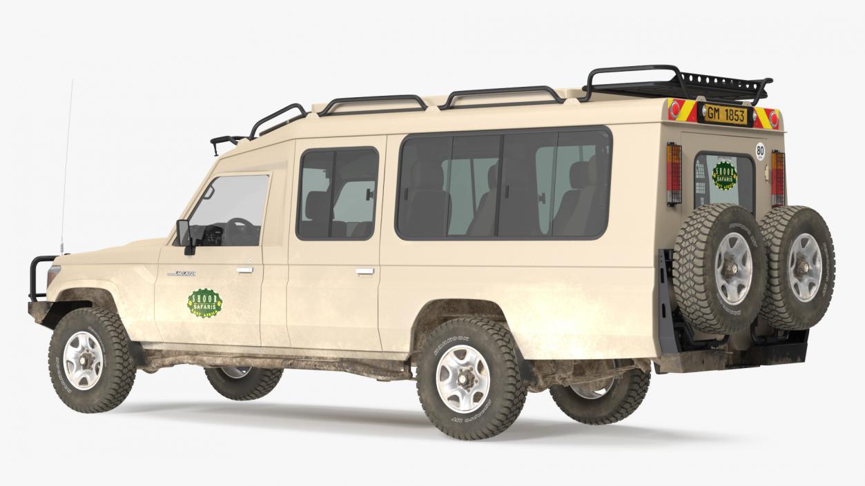 3D model Toyota Land Cruiser Safari Beige Dirty Rigged