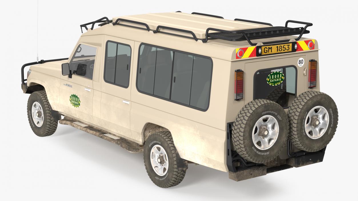 3D model Toyota Land Cruiser Safari Beige Dirty Rigged