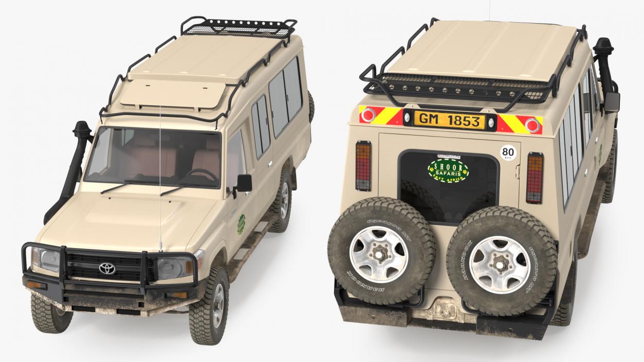 3D model Toyota Land Cruiser Safari Beige Dirty Rigged