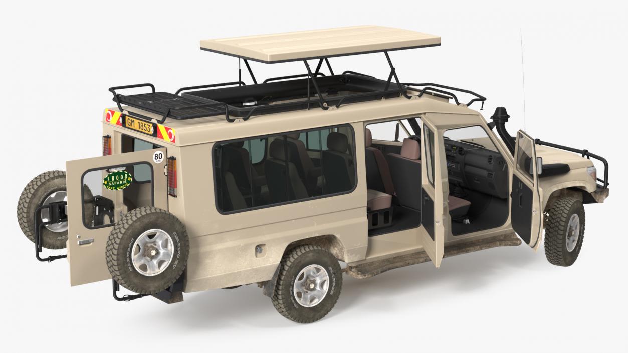 3D model Toyota Land Cruiser Safari Beige Dirty Rigged