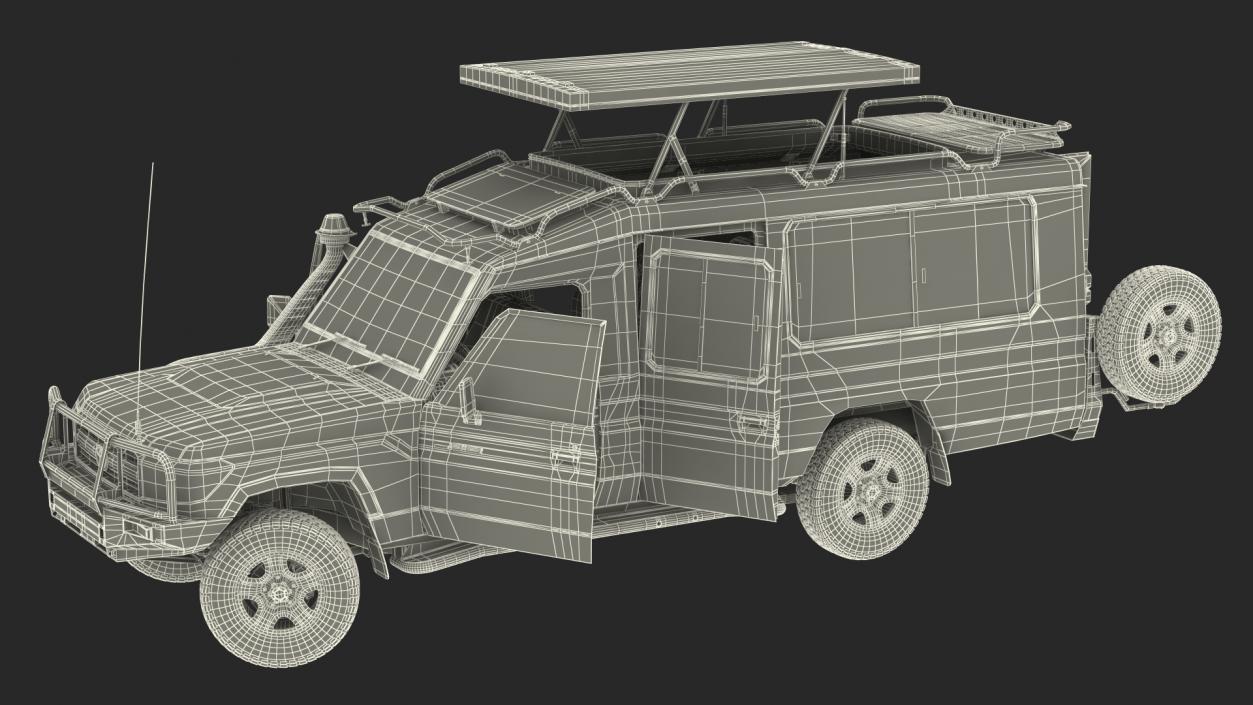 3D model Toyota Land Cruiser Safari Beige Dirty Rigged