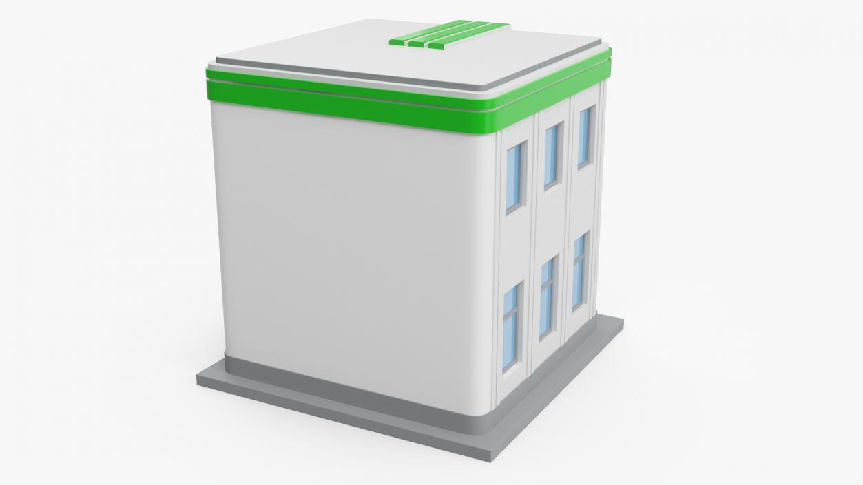 Cartoon Bank Building Green 3D