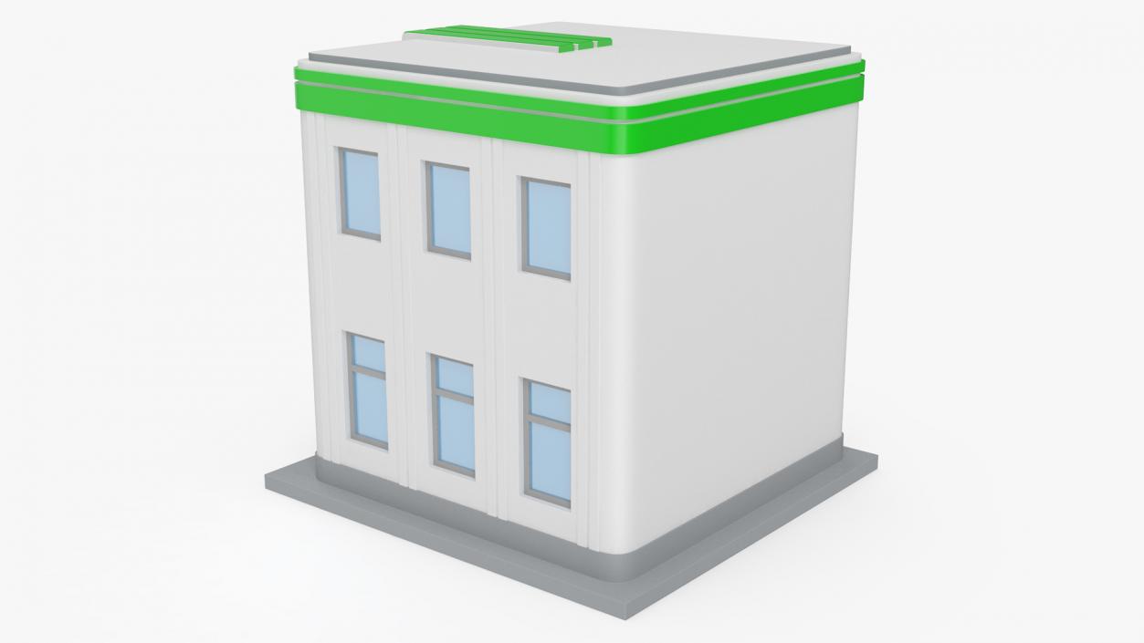 Cartoon Bank Building Green 3D