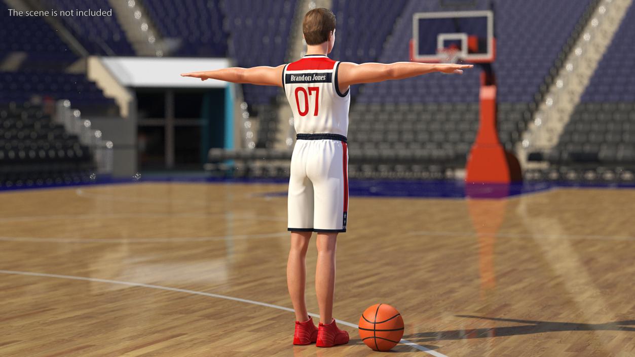 Teenage Boy with Basketball Ball T Pose 3D model