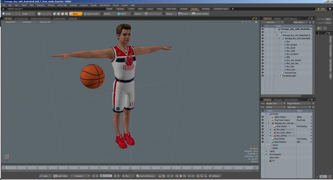 Teenage Boy with Basketball Ball T Pose 3D model