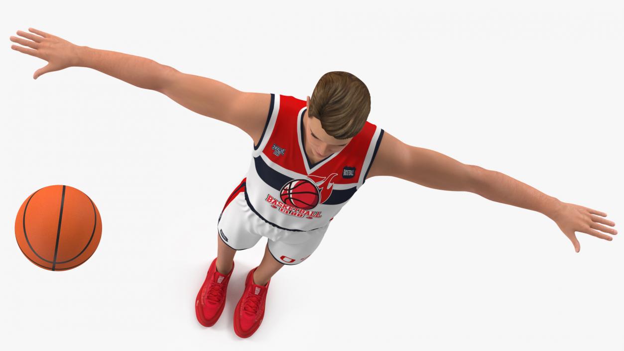 Teenage Boy with Basketball Ball T Pose 3D model