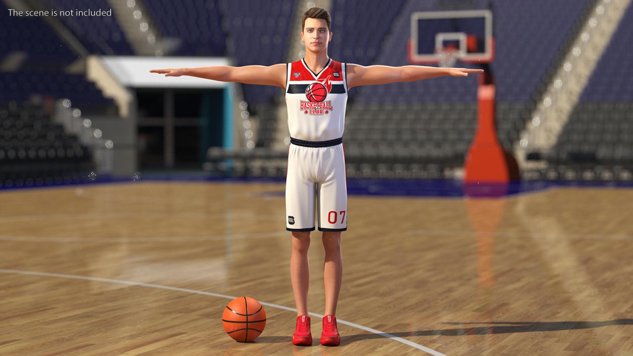 Teenage Boy with Basketball Ball T Pose 3D model