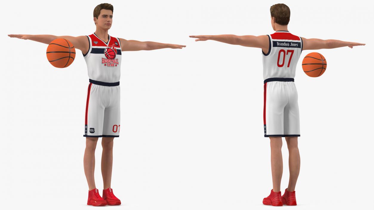 Teenage Boy with Basketball Ball T Pose 3D model