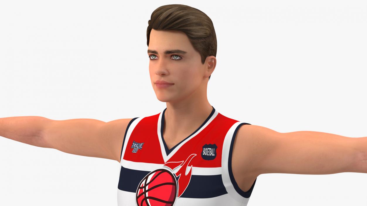 Teenage Boy with Basketball Ball T Pose 3D model