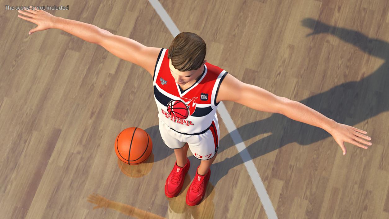 Teenage Boy with Basketball Ball T Pose 3D model