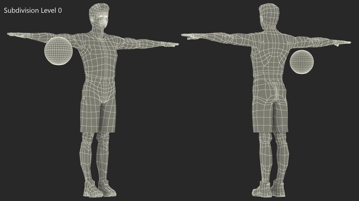 Teenage Boy with Basketball Ball T Pose 3D model