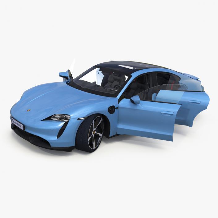 Porsche Taycan Turbo Frozen Blue Rigged 3D model