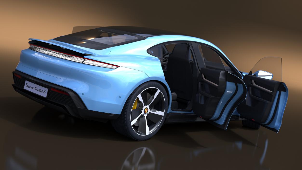 Porsche Taycan Turbo Frozen Blue Rigged 3D model