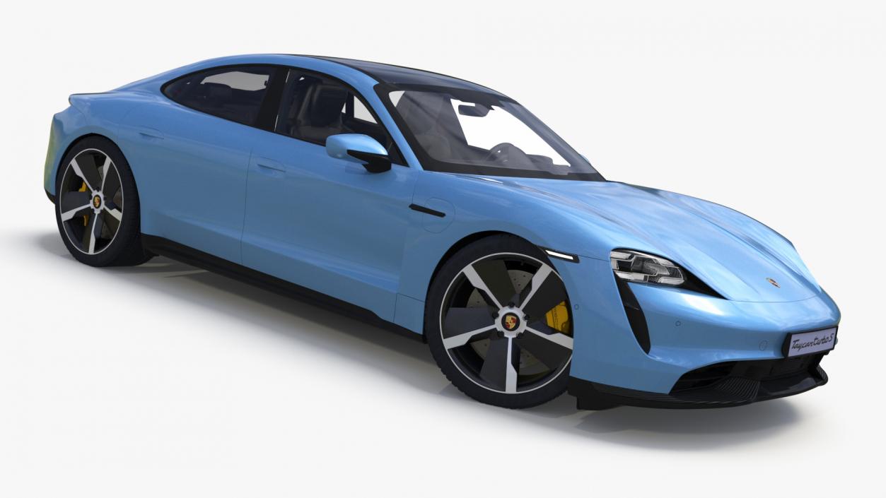 Porsche Taycan Turbo Frozen Blue Rigged 3D model