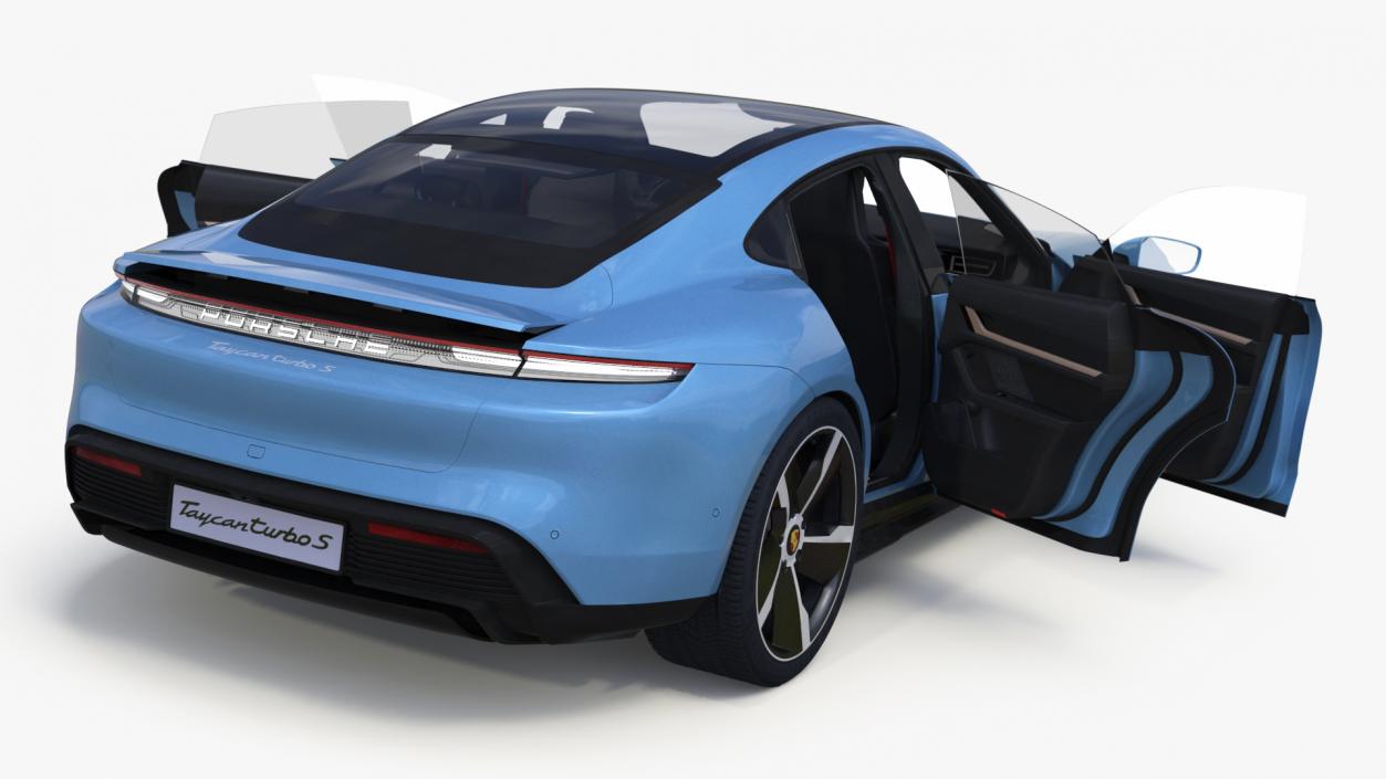 Porsche Taycan Turbo Frozen Blue Rigged 3D model