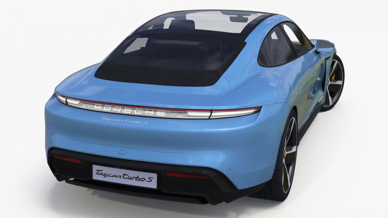 Porsche Taycan Turbo Frozen Blue Rigged 3D model