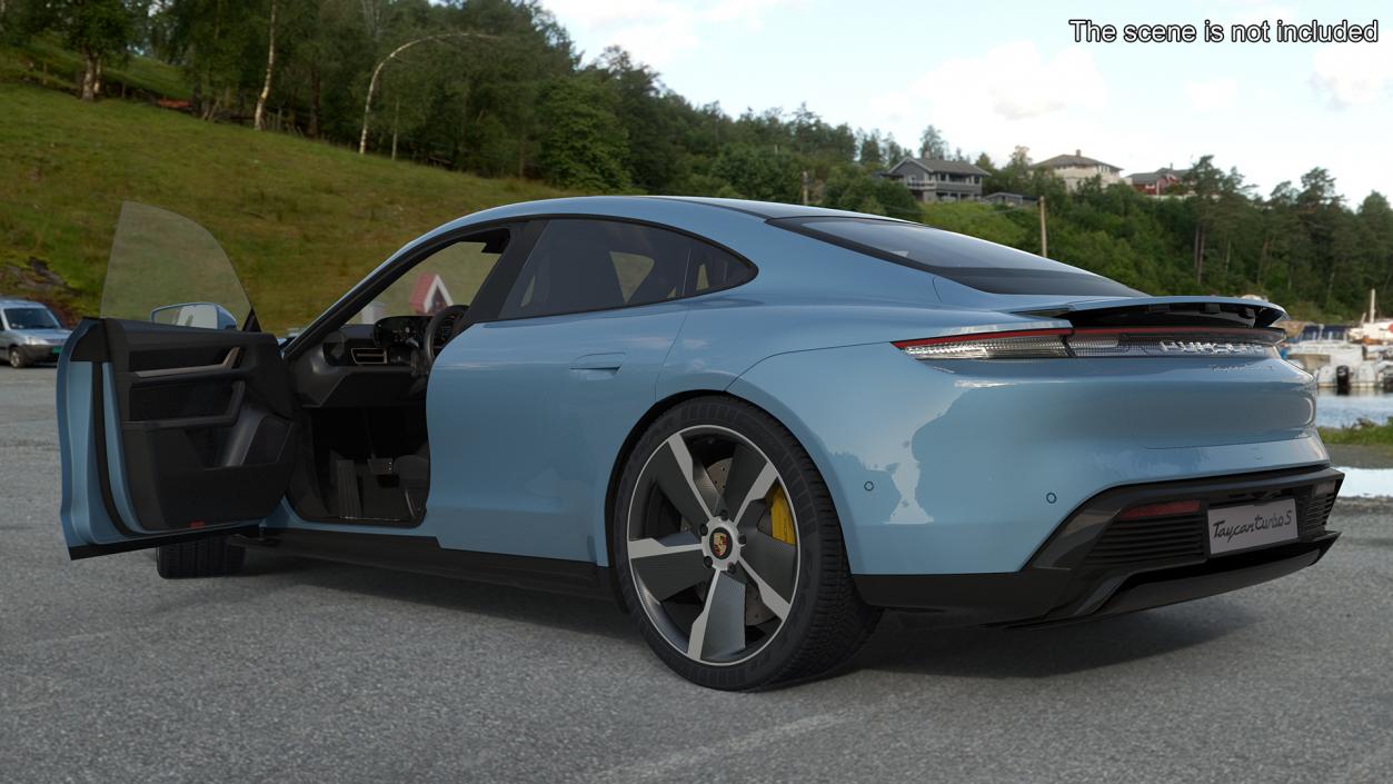 Porsche Taycan Turbo Frozen Blue Rigged 3D model