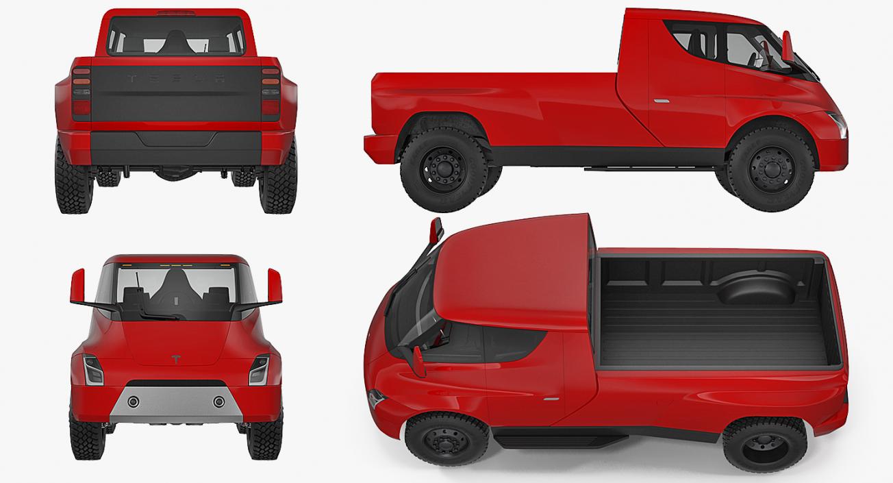 3D Tesla Electric Pickup Concept Rigged