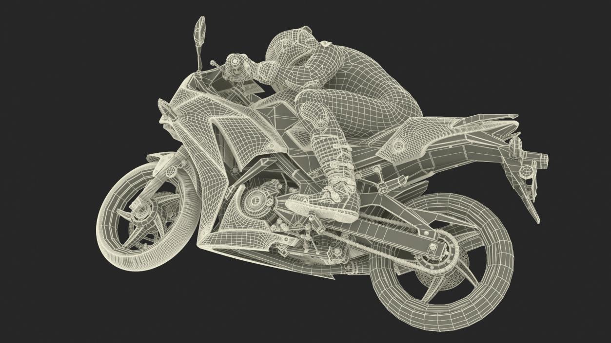 3D Racing Motorcycle with Rider Turning 2 model