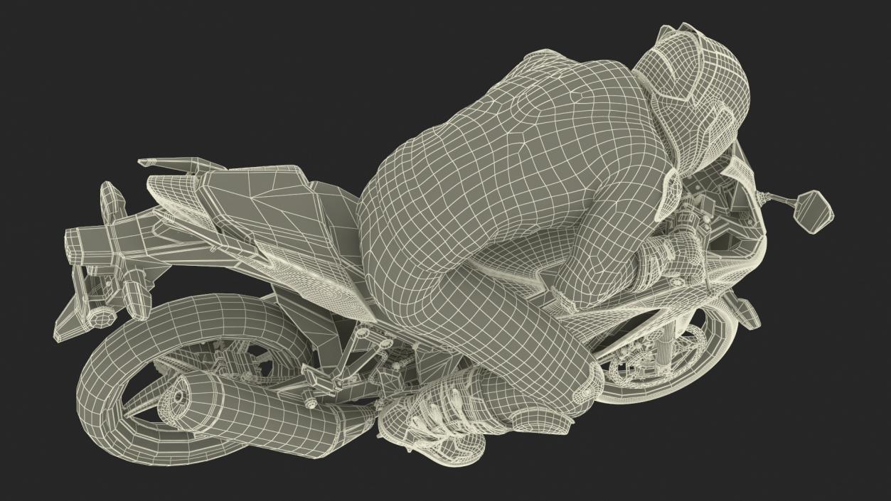 3D Racing Motorcycle with Rider Turning 2 model