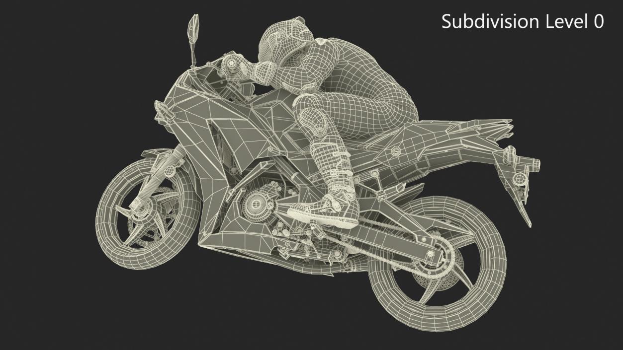 3D Racing Motorcycle with Rider Turning 2 model