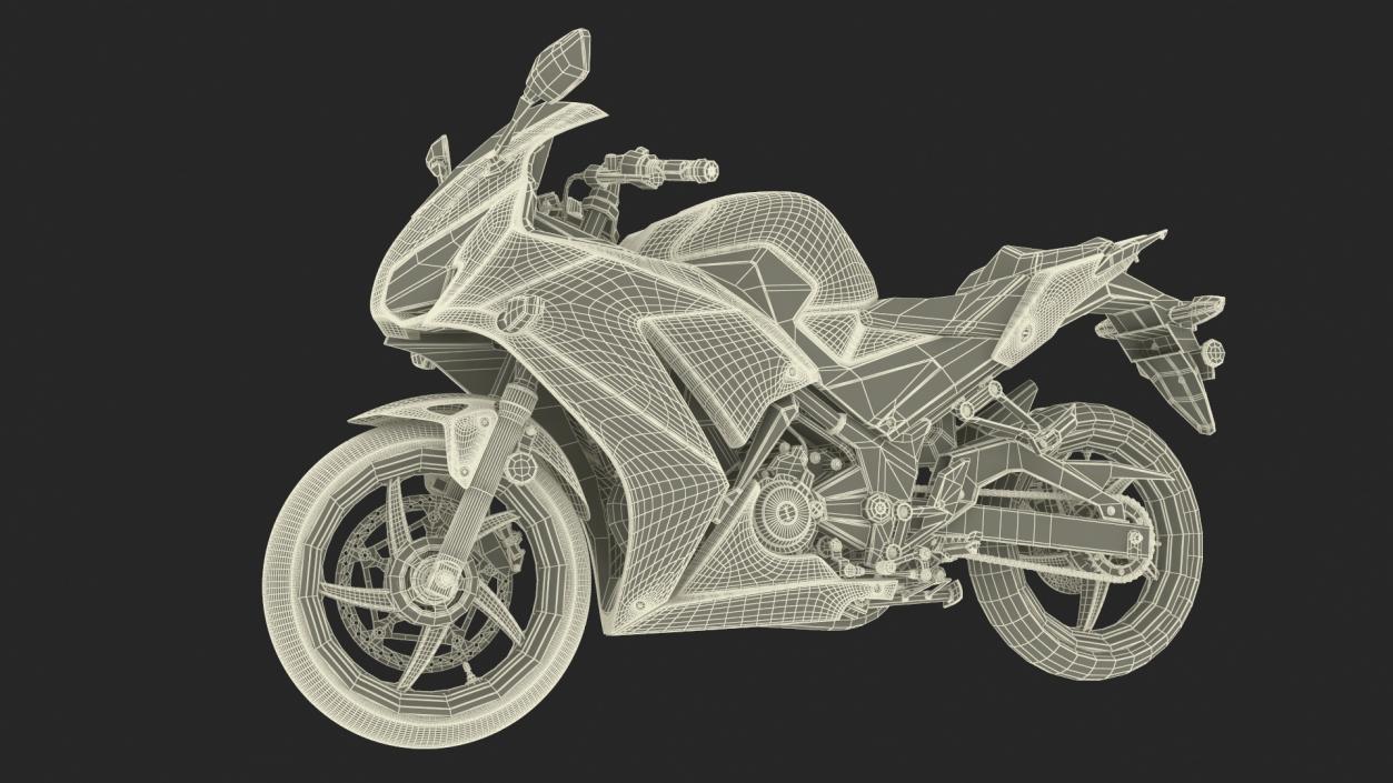 3D Racing Motorcycle with Rider Turning 2 model