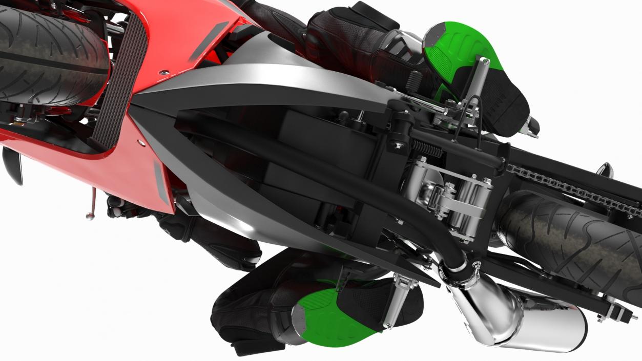 3D Racing Motorcycle with Rider Turning 2 model